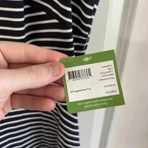 NWT Kate Spade Broome Street Stripe Ponte Dress – Size 4 - Picture 4 of 6
